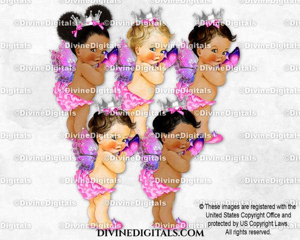 Butterfly Princess Wings Pink Lavender Silver Crown Baby Girl