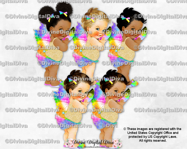 Butterfly Princess Wings Rainbow Gold Baby Girl