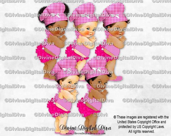 BabyQ Chef Hot Pink Gingham Hat Apron BBQ Baby Girl
