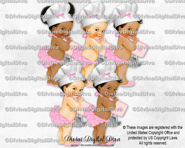 BabyQ Chef Pink Gingham Hat Apron Pot Holder Utensils BBQ Baby Girl