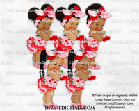 Cherry Fruit Theme Pink & Red Big Bow Baby Girl Babies of Color