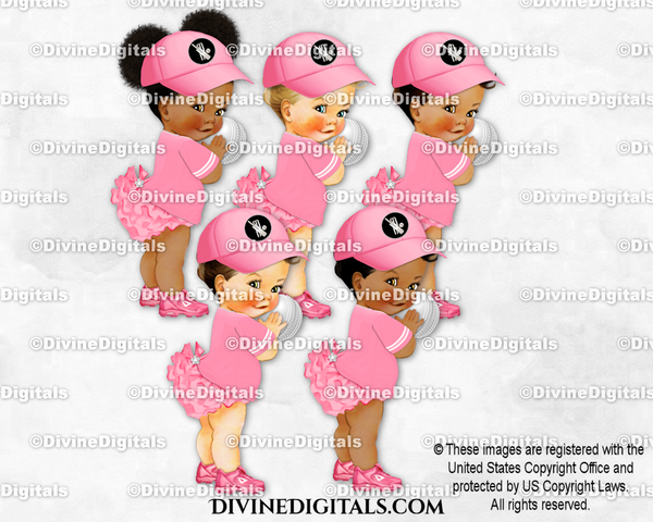 Cricket Player Pink Cap Ball Baby Girl