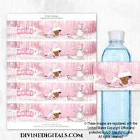 Baby It's Cold Outside Winter Pink Printable Water Bottle Labels Girl DARK