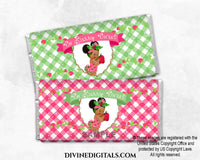 Printable Candy Bar Wrapper So Berry Sweet Strawberry Pink & Green Big Bow Baby Girl DARK Puffs