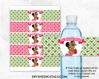 Water Bottle Label So Berry Sweet Strawberry Pink Green Printable Baby Girl DARK Puffs
