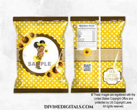Sunflower Chip Bag Yellow Brown Dot Baby Girl DARK Puffs