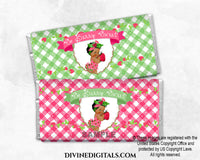 Printable Candy Bar Wrapper Strawberry Pink & Green Big Bow Baby Girl DARK