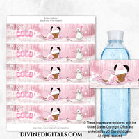 Baby It's Cold Outside Winter Pink Printable Water Bottle Labels Girl DARK Puffs