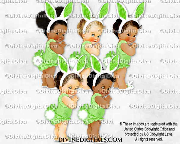 Easter Bunny Green Ears Cottontail Slippers Baby Girl