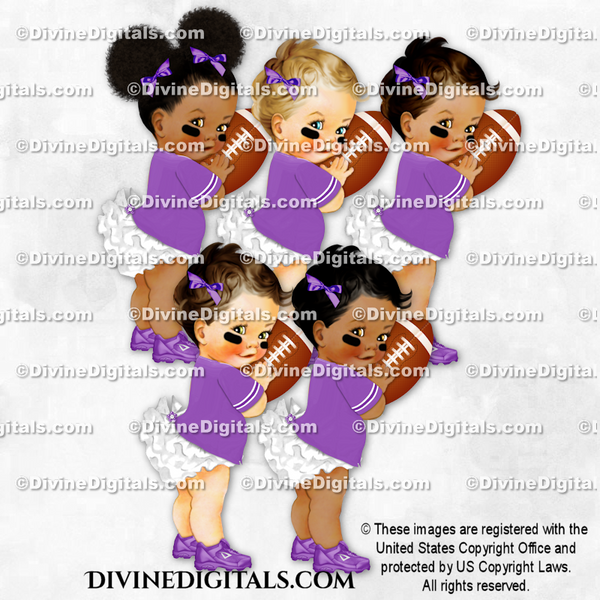 Football Player Purple White Jersey Cleats Ball Baby Girl