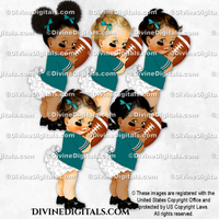 Football Player Teal White Jersey Cleats Ball Baby Girl