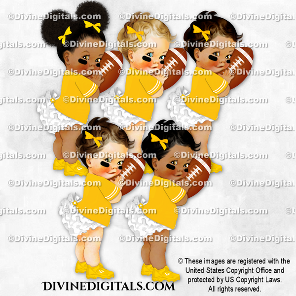 Football Player Yellow White Jersey Cleats Ball Baby Girl