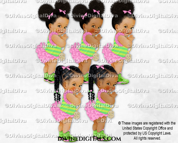 Hip Hop Pink Fresh Lime Green Sneakers Gold Chain Baby Girl