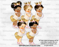 Princess Ivory Gold & Pink Sneakers Pearls Crown Baby Girl