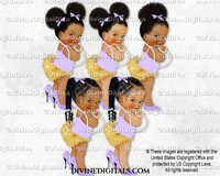 Princess High Heels Lavender Gold Pearls Baby Girl Babies of Color