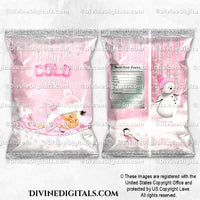 Baby It's Cold Outside Chip Bag Wrappers Pink Silver Snow Girl LIGHT
