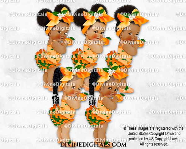Little Cutie Orange Blossom Big Bow Baby Girl Babies of Color