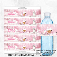 Baby It's Cold Outside Winter Pink Printable Water Bottle Labels Girl MEDIUM