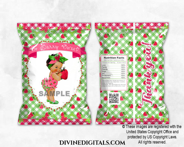 Chip Bag Wrapper So Berry Sweet Strawberry Pink Green Baby Girl MEDIUM