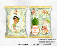 Tropical Island Summer Chip Bag Yellow Green Pineapple Printable Baby Girl MEDIUM