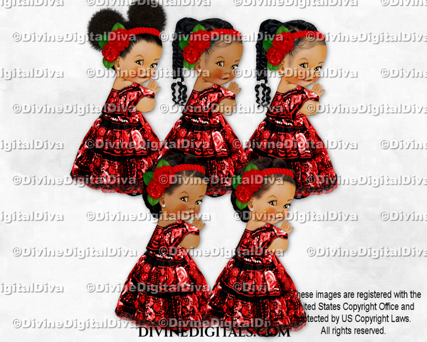 Mexican Jalisco Black Red Embroidered Dress Baby Girl Babies of Color