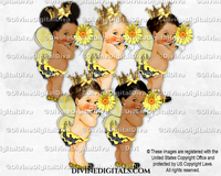 Queen Bee Yellow Black Wings Flower Gold Crown Baby Girl