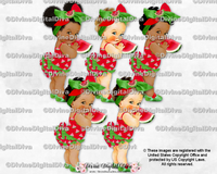Watermelon Fruit Theme Red & Green Big Bow Baby Girl