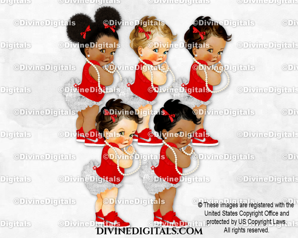 Ruffle Pants Red & Silver Pearls Sneakers Baby Girl