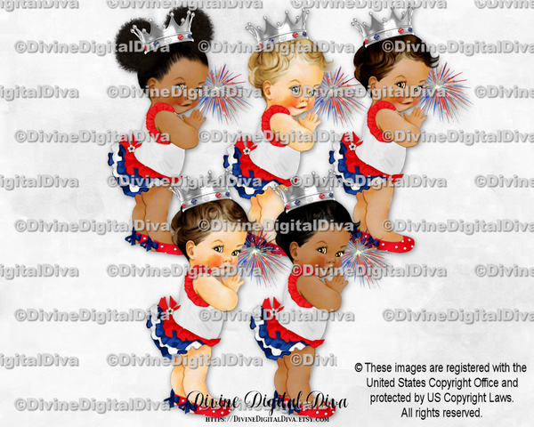 Red White & Blue 4th of July Labor Memorial Day Patriotic Baby Girl