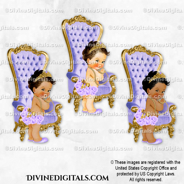 Princess Throne Lavender Rose Diaper Gold Tiara Chair Baby Girl