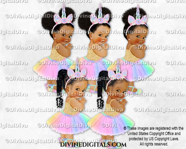 Princess Pastel Unicorn Rainbow Tutu Gold Baby Girl Babies of Color