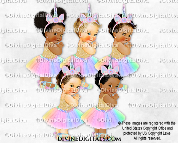 Princess Pastel Unicorn Rainbow Tutu Gold Baby Girl