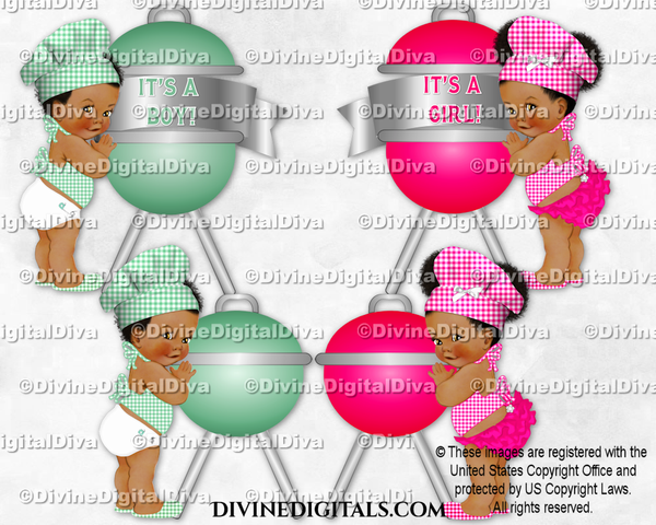 Little Chef Grill BabyQ Green Hot Pink Hat Apron BBQ | Boy Girl DARK Puffs