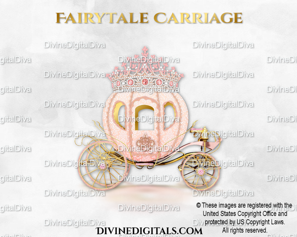 Cinderella Carriage Coach Rose Gold Diamond Crown Tiara