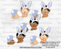 Sleeping Baby Bunny Blue Ears Cottontail Slippers Boy