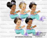 Sitting Mermaid Aqua Lavender Pearls Tiara Baby Girl