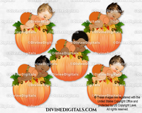 Sleeping on a Pumpkin Orange Leaves Baby Boy