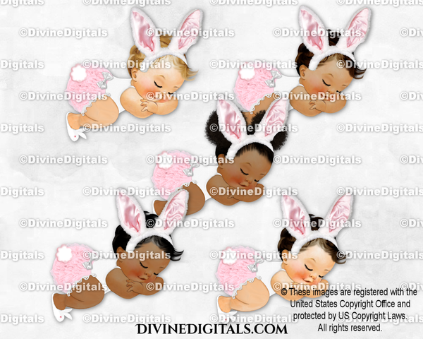 Sleeping Baby Bunny Blush Pink Ears Cottontail Slippers Girl