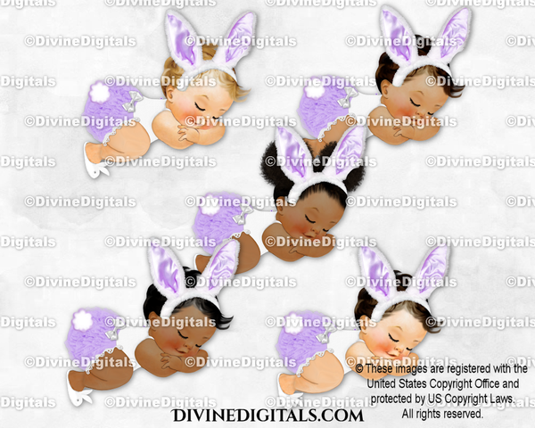Sleeping Baby Bunny Lavender Ears Cottontail Slippers Girl