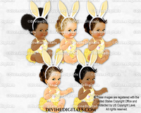 Easter Bunny Yellow Ears Rabbit Shirt Sitting Baby Girl