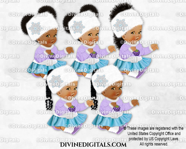 Blackberry Winter Theme Frosty Blue & Lavender Fur Hat  Snowflake Sitting Baby Girl Babies of Color