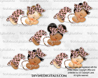 Sleeping Big Bow Pink Leopard Pearls Baby Girl