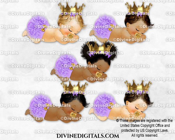 Sleeping Princess Orchid Lace Pants Gold Crown Pacifier Baby Girl