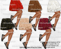 Sneaker Ball Legs Ruffled Skirt Plaid Shoe Fashion Party DARK Tone Clipart Digital Download