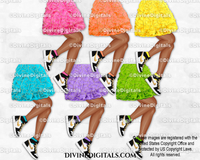 Sneaker Ball Legs Ruffled Skirt Bright Colors Fashion Party DARK Tone Clipart Digital Download