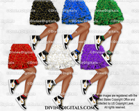Sneaker Ball Legs Ruffled Skirt Jewel Tones Fashion Party DARK Tone Clipart Digital Download
