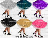 Sneaker Ball Legs Dress Tutu Fashion Party DARK Tone Clipart Digital Download