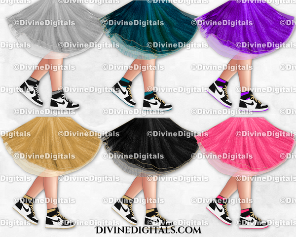 Sneaker Ball Legs Dress Tutu Fashion Party LIGHT Tone Clipart Digital Download