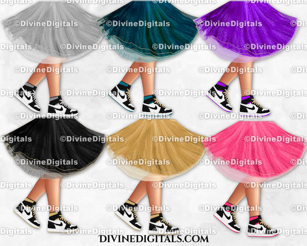 Sneaker Ball Legs Dress Tutu Fashion Party MEDIUM Tone Clipart Digital Download