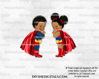 Superheroes Cape Red Blue Boots Boy Girl DARK Puffs